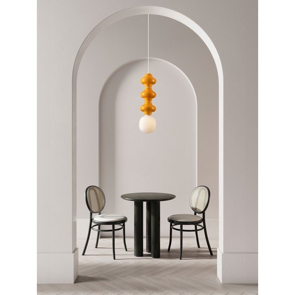 Lustră albă/portocalie din ceramică cu abajur din sticlă ø 18 cm Clio – Nova Luce-image-4