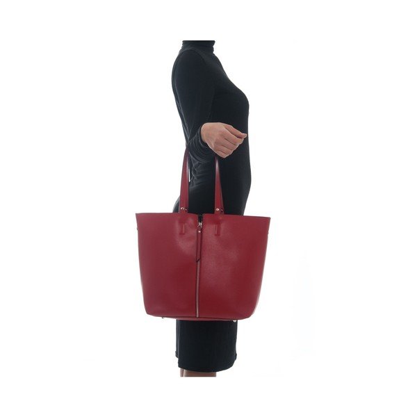 Geantă din piele Isabella Rhea Allium, roșie-image-4