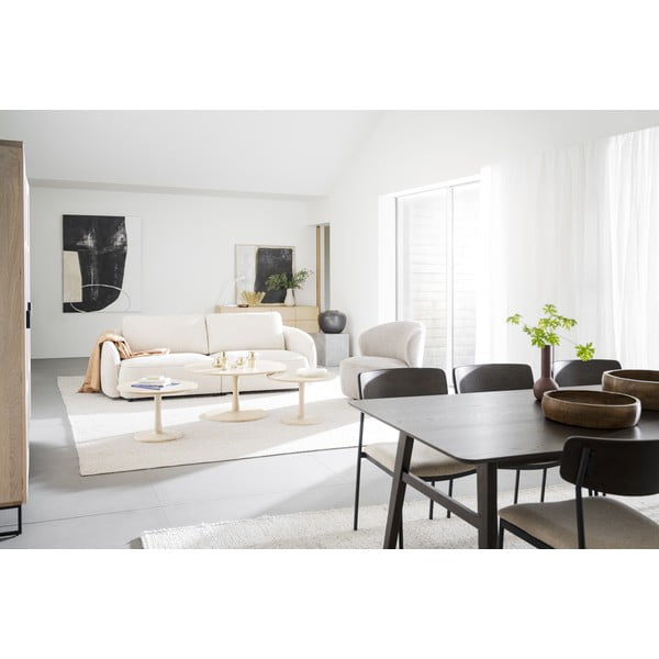 Măsuță de cafea natural  rotundă cu aspect de lemn de stejar 90x90 cm Hobart – Rowico-image-2