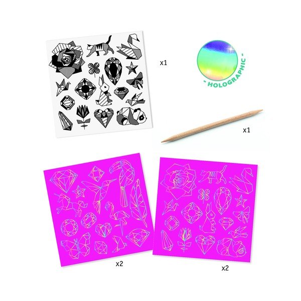 Set 4 imagini răzuibile Djeco Rainbow Ornaments-image-1