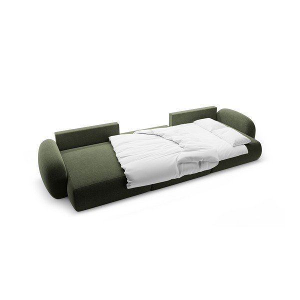 Colțar verde extensibil/cu spațiu de depozitare cu tapițerie din chenille (în formă de "U") Tonale – Cosmopolitan Design-image-3