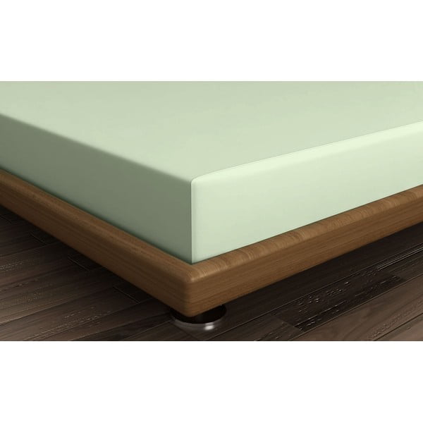 Cearceaf verde deschis din bumbac cu elastic 140x200 cm – Mijolnir-image-1