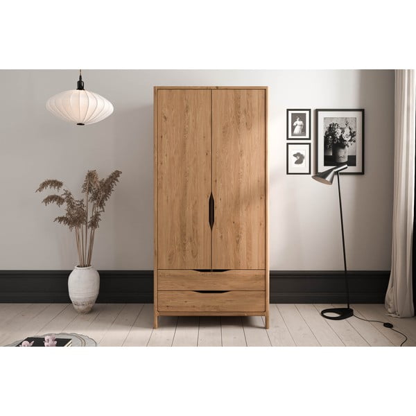 Șifonier în culoare naturală din lemn   de stejar 96x188 cm Twig – The Beds-image-1