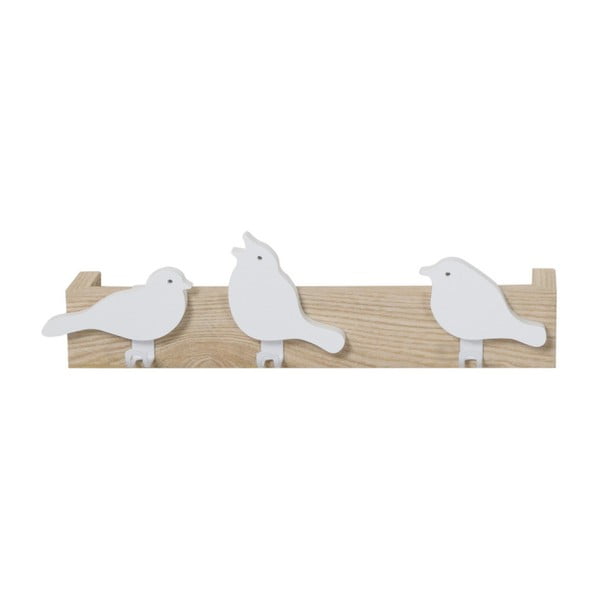 Cuier de perete cu 3 cârlige Furniteam Bird, maro - alb