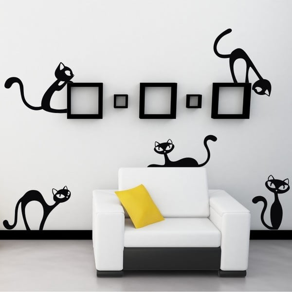 Autocolant de perete cu pisicuțe negre Wallvinil Velké