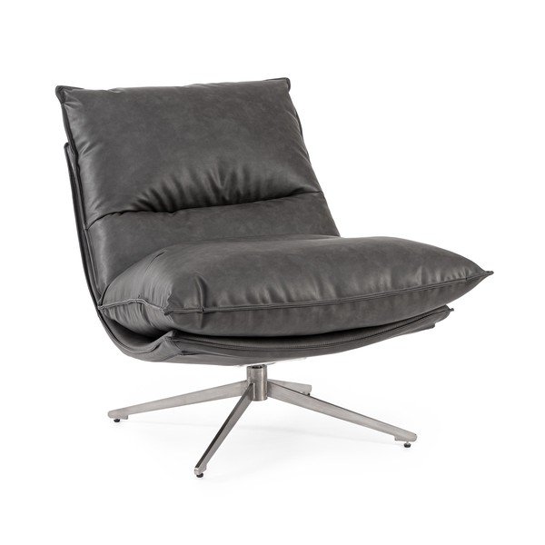 Fotoliu gri închis cu spațiu de depozitare cu tapițerie din imitație de piele Alanez – Bizzotto