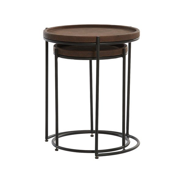 Măsuțe auxiliare  rotunde din piele 2 buc.  ø 53 cm Jairo – Light & Living-image-2