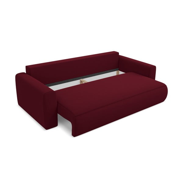 Canapea burgundy extensibilă/cu spațiu de depozitare cu tapițerie din catifea 238 cm Kapua – Makamii-image-4