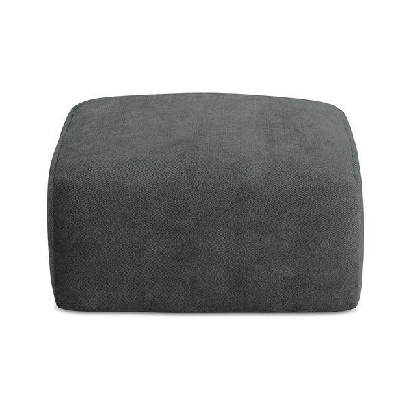 Taburet gri închis cu tapițerie din chenille Leila – Makamii