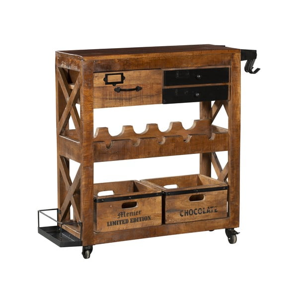 Dulap vinotecă în culoare naturală din lemn de mango număr de sticle 5, 100x92x30 cm Ravi – Interia Home & Living