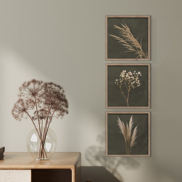 Tablouri 3 buc. 30x30 cm Pampas – Styler-image-1