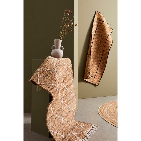 Covor alb/în culoare naturală țesut manual din iută 70x140 cm Shaila – Bizzotto-image-1