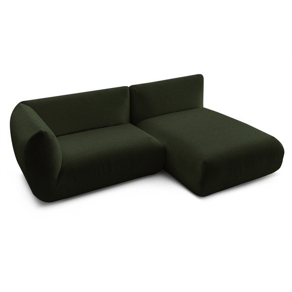 Colțar verde cu tapițerie din catifea reiată  (cu colț  pe partea dreaptă) Lecomte – Bobochic Paris-image-3