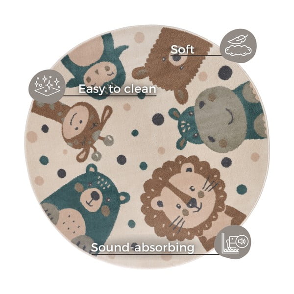 Covor pentru copii bej ø 100 cm Animal Party – Hanse Home-image-4