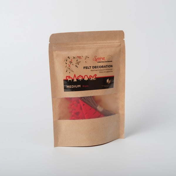 Set 10 decorațiuni de Crăciun din pâslă Spira Medium, roșu-image-4