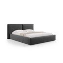 Pat matrimonial gri închis tapițat din catifea cu spațiu de depozitare cu somieră 180x200 cm Arendal – Cosmopolitan Design