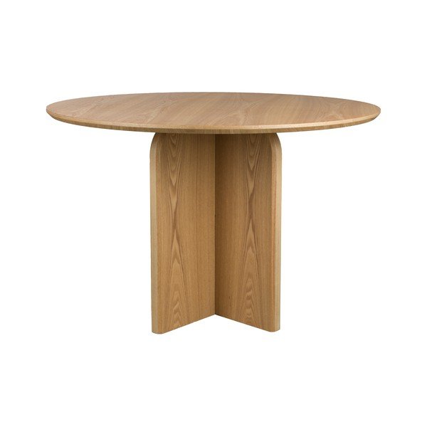 Masă de dining rotundă cu aspect de lemn de stejar ø 120 cm Laurent – White Label-image-2