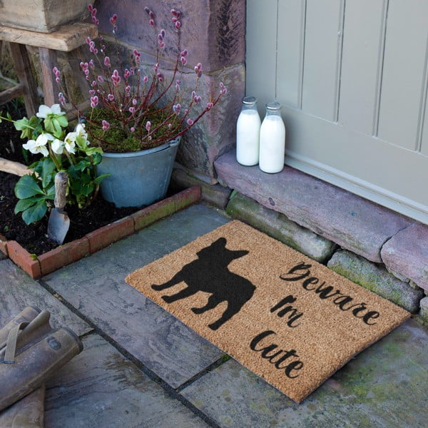 Covoraș de intrare din fibre de nucă de cocos 40x60 cm Beware I'm Cute French Bulldog – Artsy Doormats-image-3