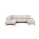 Colțar bej extensibil cu tapițerie din catifea reiată  (cu colț pe partea stângă /în formă de "U") Tori – Bonami Selection