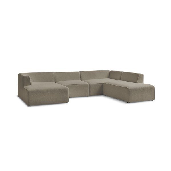 Colțar modular maro cu tapițerie din țesătură bouclé (cu colț pe partea dreaptă/în formă de "U") Megeve – Bobochic Paris