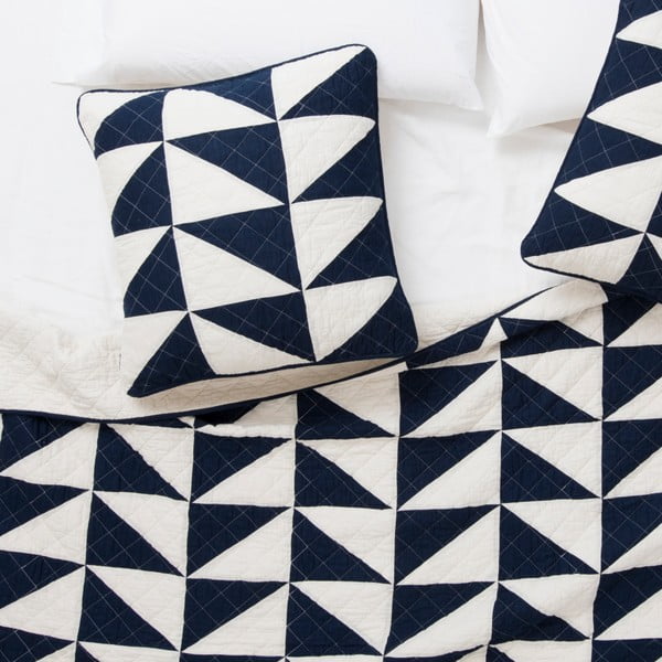 Husă pentru pernă Pyramide Azul, 60 x 60 cm, alb-albastru-image-1