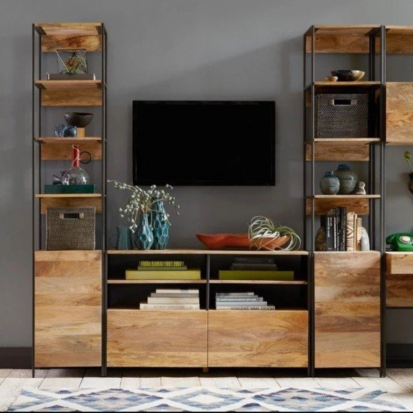 Bibliotecă din lemn masiv de mango Massive Home Jenny, lățime 45 cm-image-1