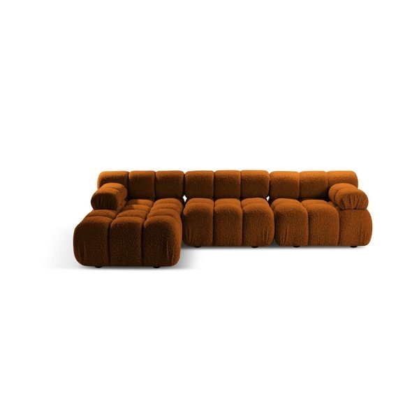 Colțar modular teracotă cu tapițerie din țesătură bouclé (cu colț pe partea stângă/cu șezlong) – Micadoni 