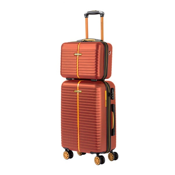 Set valiză de cabină și geantă cosmetice Travel World, maro