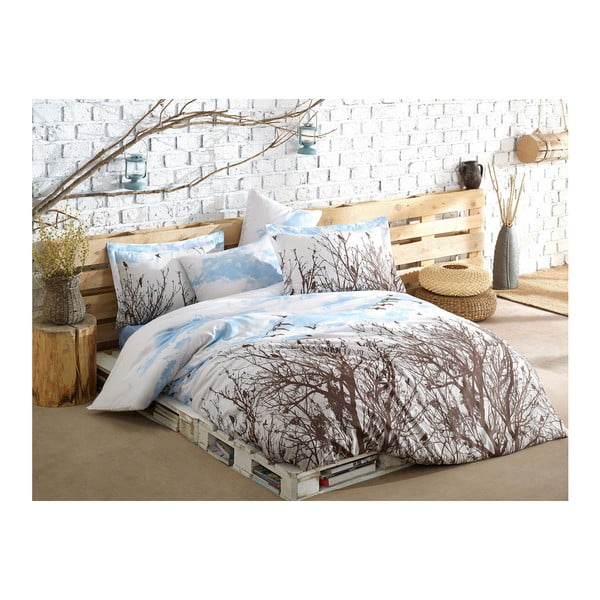 Lenjerie de pat cu cearșaf pentru pat dublu Peace, 200 x 220 cm