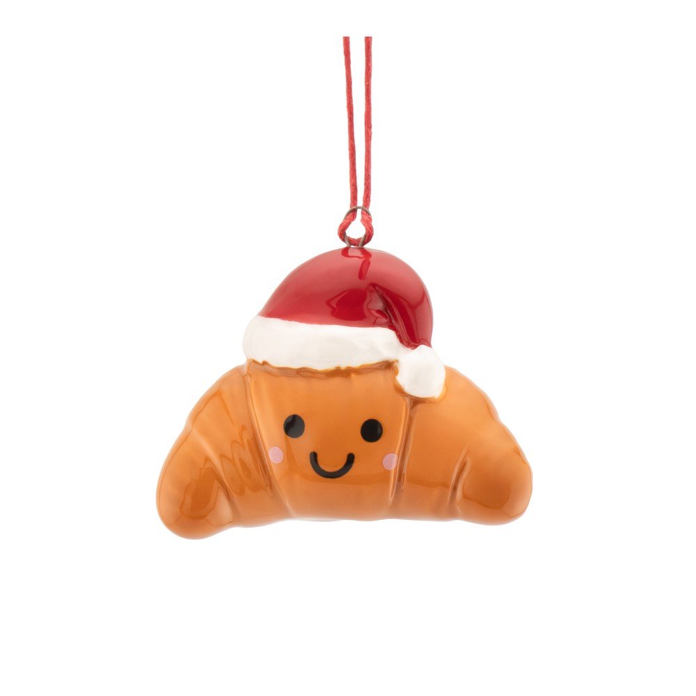 Ornament de Crăciun din ceramică 4 cm Croissant – Sass & Belle