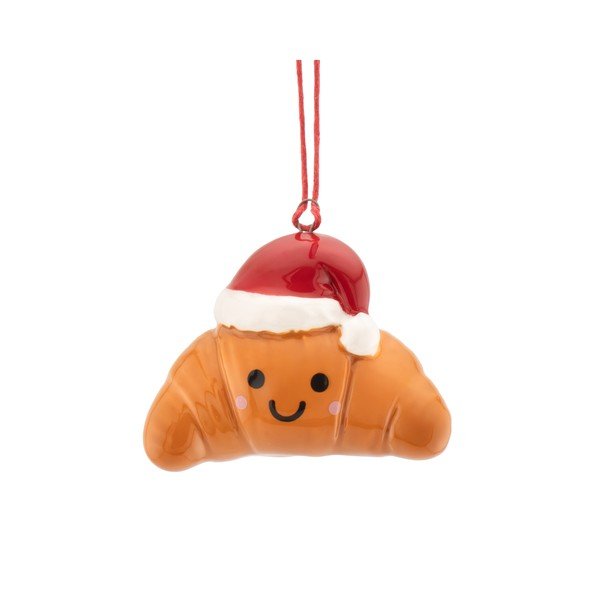 Ornament de Crăciun din ceramică 4 cm Croissant – Sass & Belle