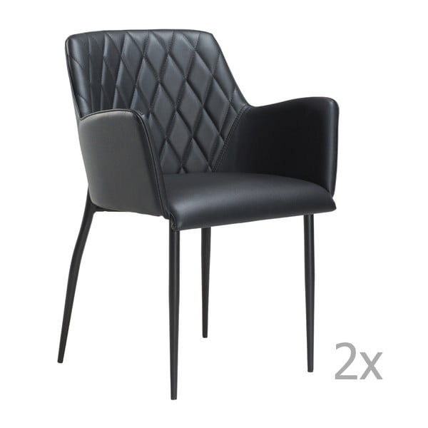 Set 2 scaune cu cotiere DAN-FORM Rombo Faux, negru
