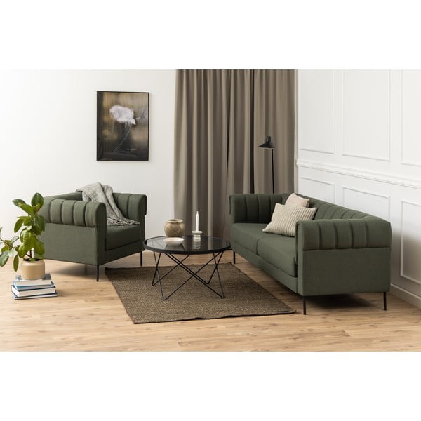 Măsuță de cafea neagră cu blat din sticlă ø 80 cm Cuxton – Actona-image-4