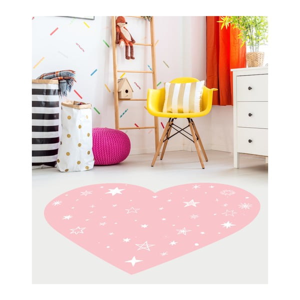 Covor pentru copii Floorart Heart, 128 x 150 cm, roz