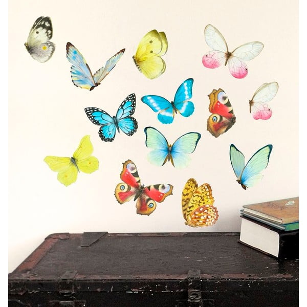 Autocolant refolosibil Watercolor Butterflies, 40x30 cm