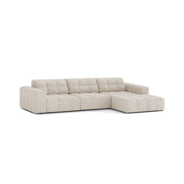 Colțar crem cu tapițerie din chenille (cu colț pe partea dreaptă/cu șezlong) Chicago – Cosmopolitan Design-image-1
