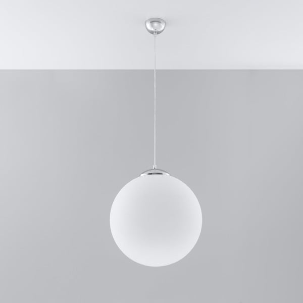 Lustră albă cu abajur din sticlă ø 40 cm Bianco – Nice Lamps
