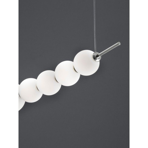 Lustră albă/argintiu-lucios LED cu intensitate reglabilă din metal cu abajur din sticlă Perla – Nova Luce-image-2
