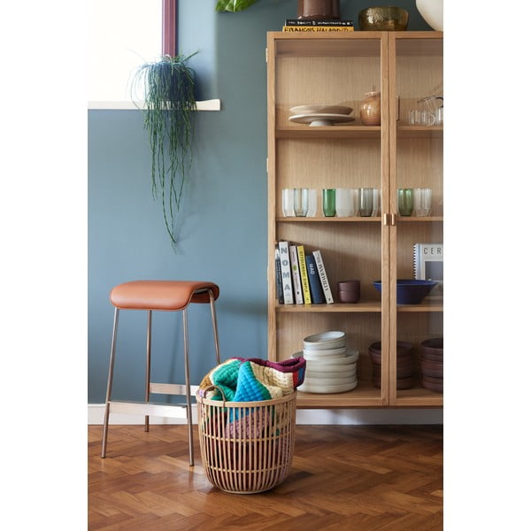 Set de scaune de bar maro coniac/argintiu 2 buc. tapițat (înălțime șezut 75 cm) Avenue – Hübsch-image-4