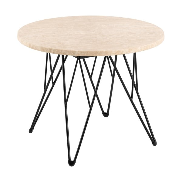 Măsuță auxiliară rotundă cu blat cu aspect de marmură ø 55 cm Prunus – Actona