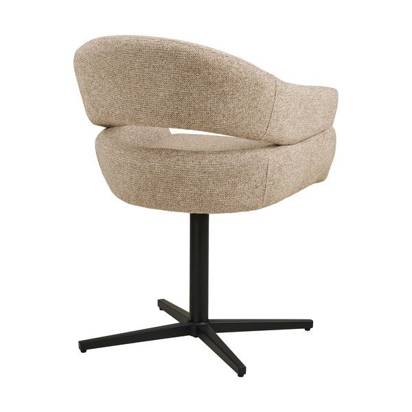 Scaun de sufragerie bej cu cotiere tapițat Dover – House Nordic-image-4