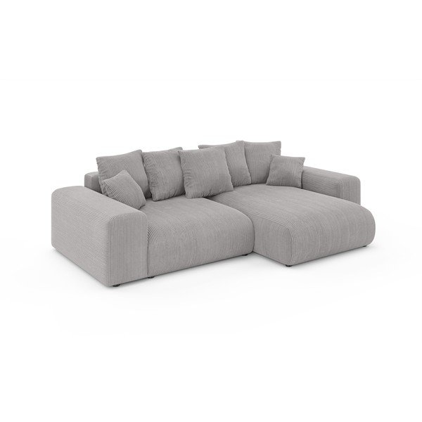 Colțar gri deschis extensibil/cu spațiu de depozitare cu tapițerie din catifea reiată  (cu colț variabil) Luma – Ropez-image-2