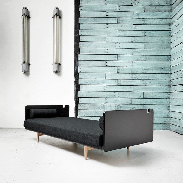 Canapea extensibilă Karup Deva Black/Raw Oak/Dark Grey-image-1
