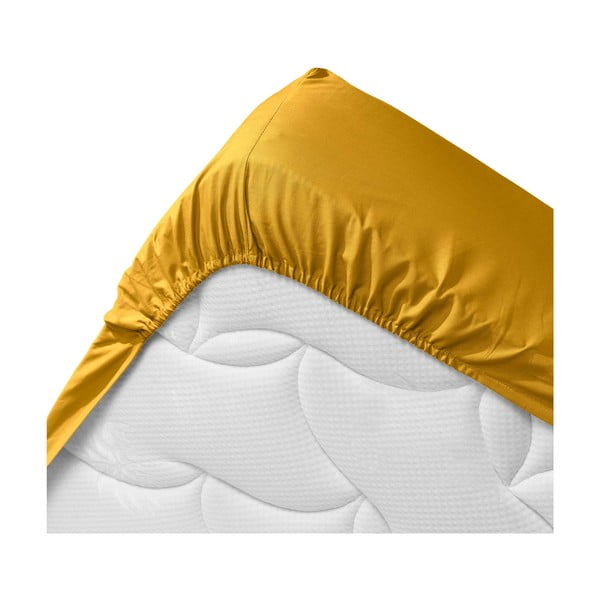 Cearceaf galben din bumbac organic cu elastic 160x200 cm Biolina – douceur d'intérieur-image-3