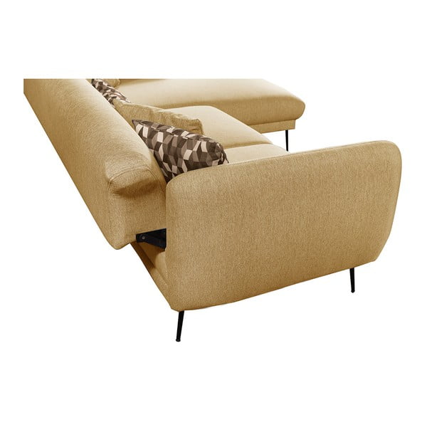 Colțar extensibil cu șezlong pe partea dreaptă Pandia Home Madrid, galben-image-3