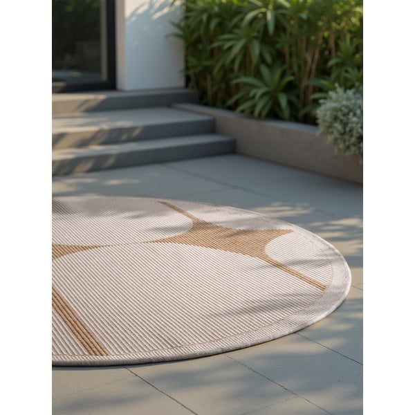 Covor pentru exterior și interior bej/fildeș rotund ø 160 cm Duet Bowen – NORTHRUGS-image-3