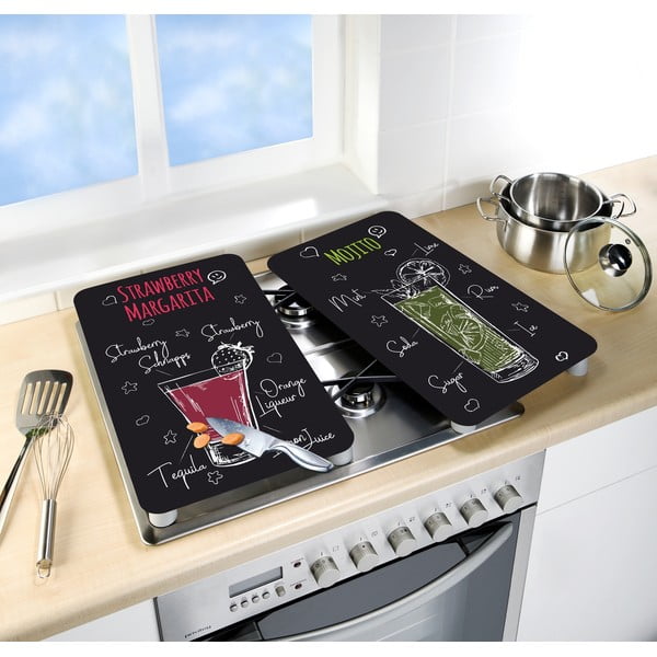 Set 2 protecții din sticlă pentru aragaz Wenko Margarita, 52 x 30 cm-image-2
