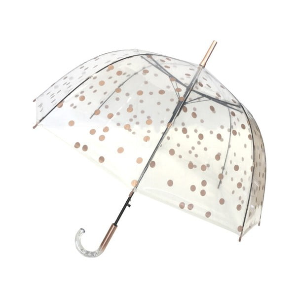 Umbrelă transparentă rezistentă la vânt Ambiance Birdcage Dots, ⌀ 85 cm, detalii aurii