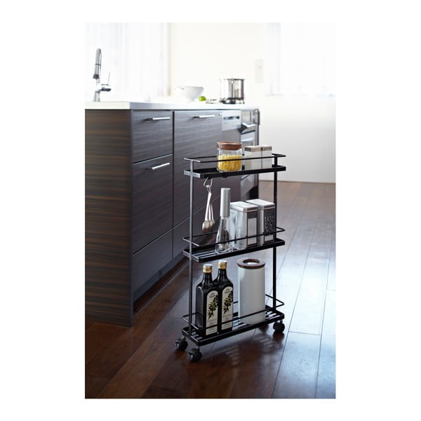 Etajeră pe roți neagră din metal 38x66 cm Tower – YAMAZAKI-image-1
