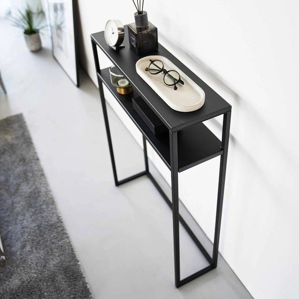 Masă consolă neagră din metal 18x60 cm Tower – YAMAZAKI-image-1
